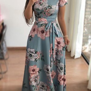 Long Lady Fashion Floral Dress